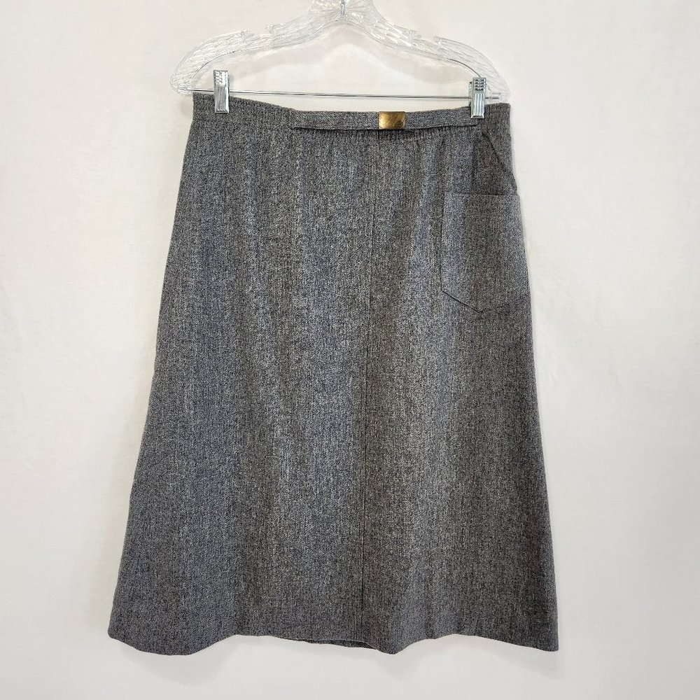 Vintage SUMMIT SPORTWEAR Minimalist Academia Wool Blend Gray Midi Skirt Size 10. - Picture 4 of 16